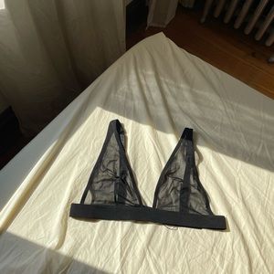 Blush Lingerie Mix Bralette — mesh black plunge triangle bralette